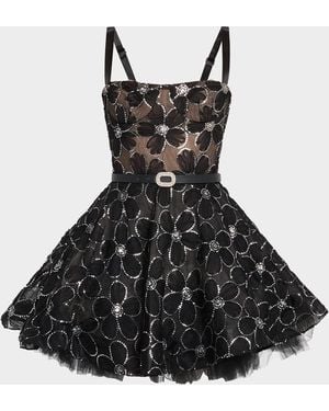 Bronx and Banco Mademoiselle Floral Fit-&-Flare Mini Dress - Black