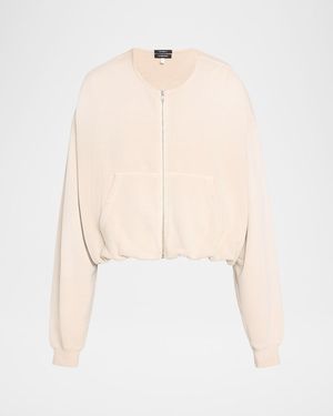 R13 Balloon-Sleeve Cotton Bomber Jacket - Natural