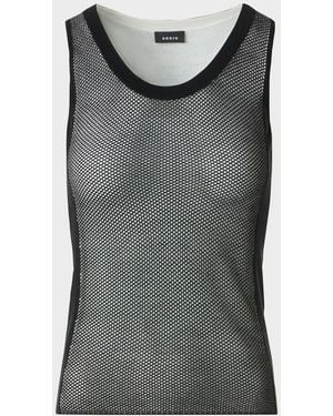 Akris Two-Tone Grid Knit Tank Top - Gray