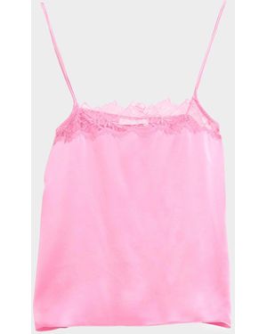 SABLYN Haya Silk Lace-Trim Top - Pink