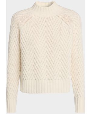TSE Cashmere Chevron Mock-Neck Sweater - Natural