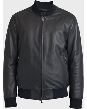 Brioni Apos;S Classic Leather Bomber Jacket - Blue