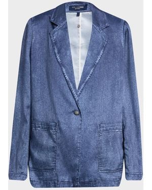 Kobi Halperin Veronica Denim-Print Satin Jacket - Blue