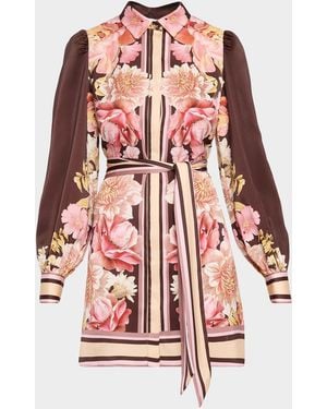 MISA Los Angles Poppy Belted Mini Shirtdress - Red