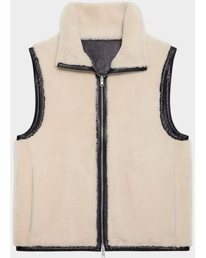 Helmut Lang Apos;S Reversible Shearling Funnel Neck Full-Zip Vest - Natural