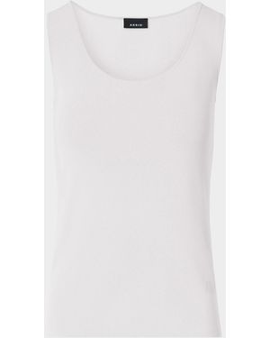 Akris Scoop-Neck Viscose Rib Knit Tank Top - White