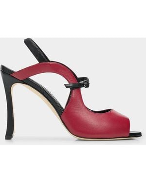 Manolo Blahnik 105Mm Chungasan Leather Slingback Sandals - Pink