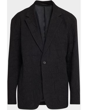 IM MEN Apos;S Shrink Jacquard Single-Breasted Blazer - Black