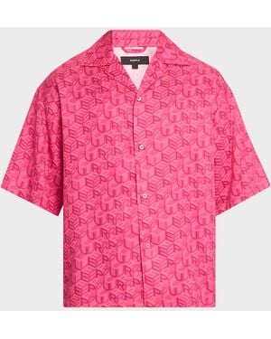 Purple Apos;Resort Monogram Camp Shirt - Pink