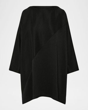 Eskandar Handkerchief Silk Plisse Tunic - Black