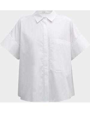 Co. Boxy Short-Sleeve Llared Shirt - White