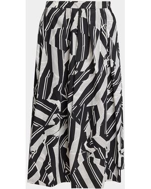 Dries Van Noten Soni Abstract-Print Pleated Cotton Midi Skirt - White