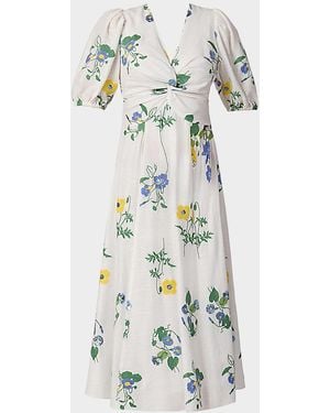 Shoshanna Dodge Printed Knot Midi Dress - White