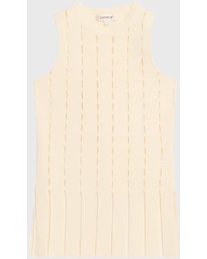 Zankov Eddie Sleeveless Cutout Merino Wool Top - Natural