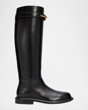 Givenchy Pinch Leather Knee-High Riding Boots - Black