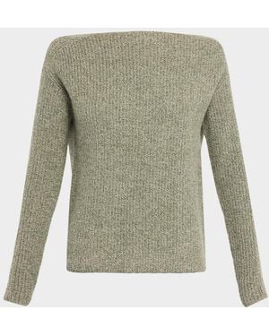 Neiman Marcus Cashmere Boat-Neck Shaker Rib Sweater - Green