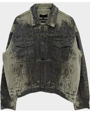 Purple Apos;S Trompe L Oeil Crystal Denim Jacket - Gray
