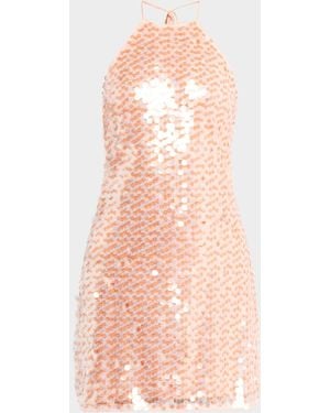 Toccin Micky Sequined Halter Shift Dress - Pink