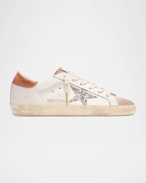 Golden Goose Super-Star Leather Glitter Low-Top Sneakers - White