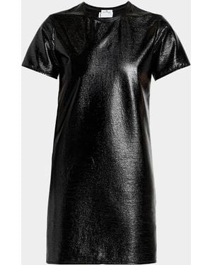 Courreges Shiny Vinyl Short-Sleeve Mini Dress - Black