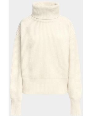 Malo Rib-Knit Cashmere Turtleneck Sweater - White
