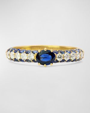 Stevie Wren 18K Cirq Ring With Round And Oval Stones - Blue