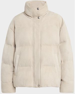 Loro Piana Jools Soft Techno Suede Puffer Jacket - Natural
