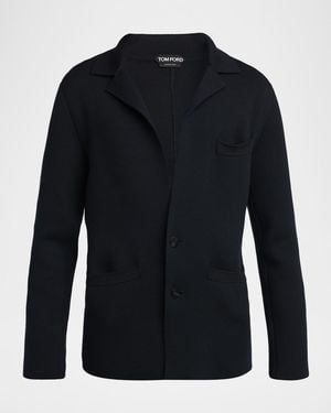 Tom Ford Apos;S Double-Face Wool Sweater Jacket - Blue
