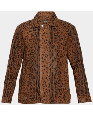 Kobi Halperin Lana Beaded Animal-Print Suede Jacket - Brown