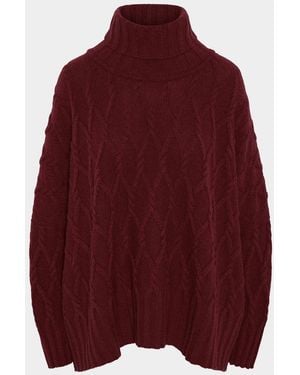 Eskandar Roll Neck Sweater - Red