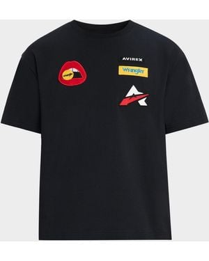 Avirex X Wrangle & Apos;S Multi-Patch Crewneck T-Shirt - Black