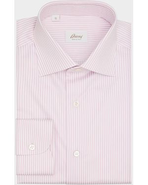 Brioni Cotton Bengal Stripe Dress Shirt - Pink