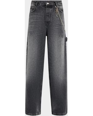 Marc Jacobs Charm Chain Oversized Wide-Leg Jeans - Gray