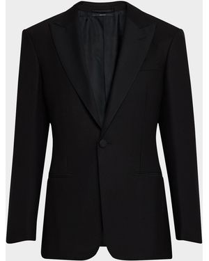 dunhill Peak-Lapel Barathea Wool-Blend Sport Coat - Black