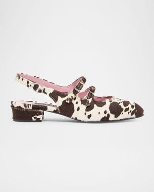 CAREL PARIS Peche Printed Calf Hair Mary Jane Slingback Ballerina Pumps - Multicolor