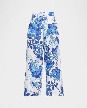 Johnny Was Floral Bias-Cut Linen Maxi Dress - Blue
