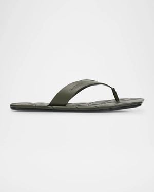 JW Anderson Leaf Leather Flat Thong Sandals - Green