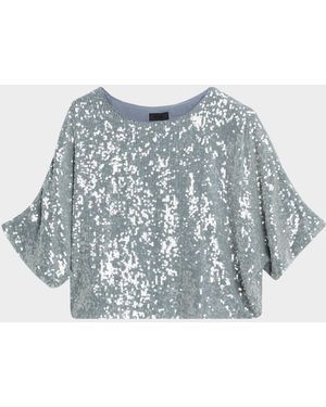 LAPOINTE Sequined Short-Sleeve Oversized T-Shirt - Blue
