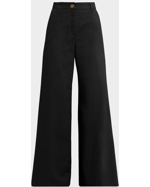 Maison Common Cotton Stretch Crepe Wide-Leg Pants - Gray