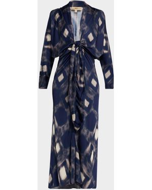 JBQ Celine Tie-Front Maxi Dress - Blue