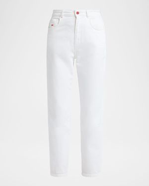 Kiton Cotton-Stretch Slim-Leg Ankle Jeans - White