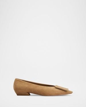 Roger Vivier Belle Vivier 25Mm Suede Ballerina Flats - White