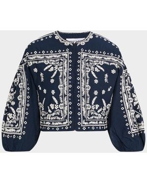 Veronica Beard Drake Embroidered Jacket - Blue