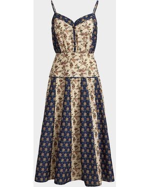 Polo Ralph Lauren Floral Cotton-Silk Paneled Midi Dress - White