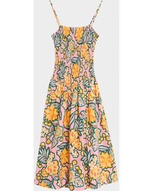 MISA Los Angles Roxie Floral Midi Dress - White