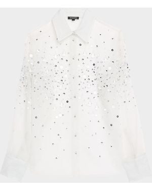 retroféte Eugenia Embellished Sheer Blouse - White