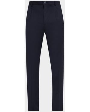 Bugatchi Apos;S Slim Hybrid-Waist Wool Pleated Pants - Blue