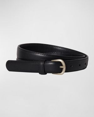 Janessa Leone Brass Buckle Leather Belt - Black