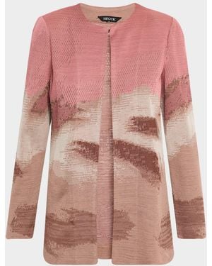 Misook Heritage-Fit Landscape Pattern Knit Jacket - Pink