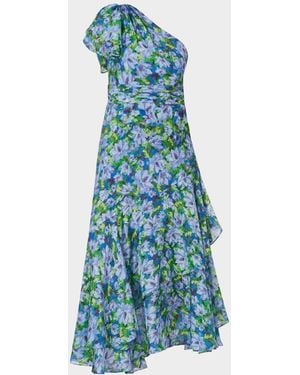Shoshanna Melody One-Shoulder Floral Tiered Maxi Dress - Blue